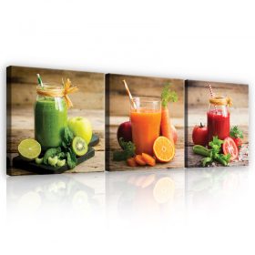   Vászonkép 3 darabos, Gyümölcsturmixok, 3 db 25x25 cm méret