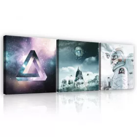   Vászonkép 3 darabos, Anachrony - Űrutazás, 3 db 25x25 cm méret