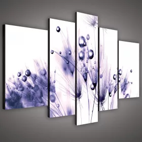   Vászonkép, 5 darabos, Vízcseppes pitypang 170x100 cm méretben