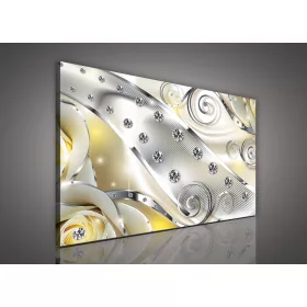   Vászonkép, Sárga virágos-gyögyös absztrakt, 100x75 cm méretben