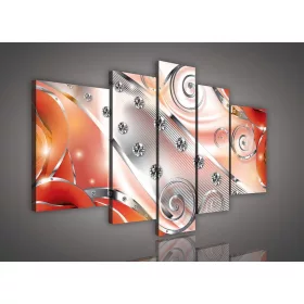   Vászonkép, 5 darabos, Narancssárga gyöngyös absztrakt 170x100 cm méretben