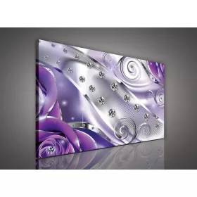   Vászonkép, Lila virágos-gyögyös absztrakt, 100x75 cm méretben