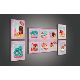   Vászonkép, 5 darabos Édességek variálható elrendezésben