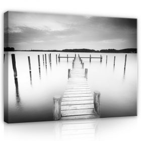 Vászonkép, Móló fekete-fehér, 100x75 cm méretben