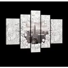   Vászonkép, 5 darabos, New York a leomló téglafal mögött 170x100 cm méretben