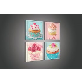 Vászonkép 4 darabos, Muffin 50x50 cm méretben