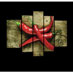 Vászonkép, 5 darabos, Chili paprika 170x100 cm méretben