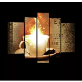 Vászonkép, 5 darabos, Kávé varázs 170x100 cm méretben