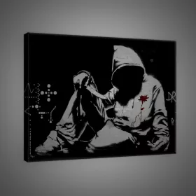   Vászonkép, Hooded Man with Knife by Banksy, 100x75 cm méretben