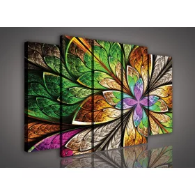 Vászonkép, 5 darabos Színes virág 150x100 cm méretben