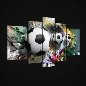   Vászonkép, 5 darabos, Focilabdák puzzle alagútban 170x100 cm méretben