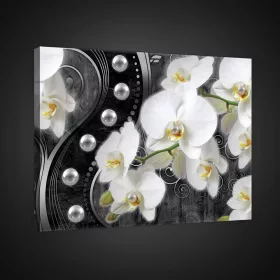   Vászonkép, Orchidea gyöngyös háttérrel, 100x75 cm méretben