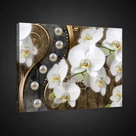   Vászonkép, Orchidea gyöngyös háttérrel, 100x75 cm méretben
