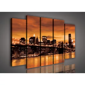 Vászonkép, 5 darabos New York este 150x100 cm méretben
