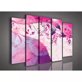 Vászonkép, 5 darabos Levél minta 150x100 cm méretben