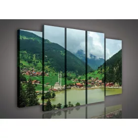Vászonkép, 5 darabos Falu a völgyben 150x100 cm méretben