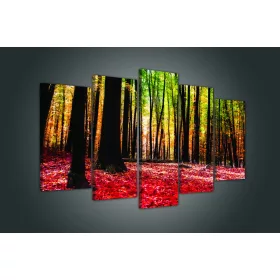 Vászonkép 5 darabos, Őszi erdő 100x60 cm méretben