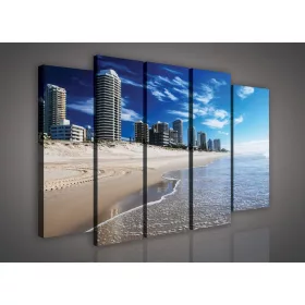   Vászonkép, 5 darabos Város a tenger mellett 150x100 cm méretben