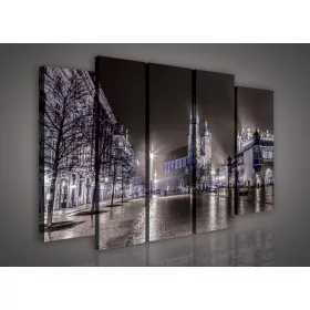   Vászonkép, 5 darabos Város az esti fényekben 150x100 cm méretben