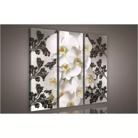 Orchidea minta, 3 darabos vászonkép, 90x80 cm méretben