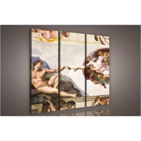 Ádám teremtése, 3 darabos vászonkép, 90x80 cm méretben