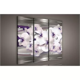   Orchidea absztrakt, 3 darabos vászonkép, 90x80 cm méretben