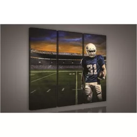   Rugby játékos a pályán, 3 darabos vászonkép, 90x80 cm méretben