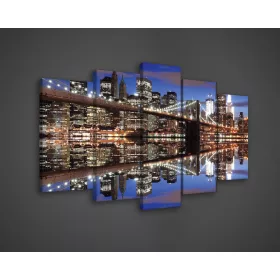   Vászonkép 5 darabos, Éjszakai New York 100x60 cm méretben