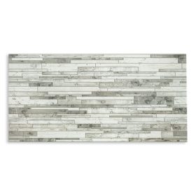   3D PVC falpanel Keskeny deszka mintás, tört fehér és szürke színnel.