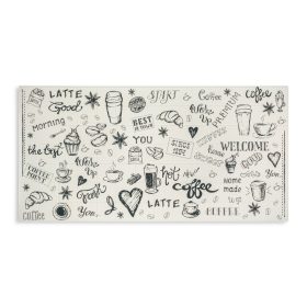   3D PVC falpanel Fekete-fehér rajzos kávé mintás,  fényes felülettel.