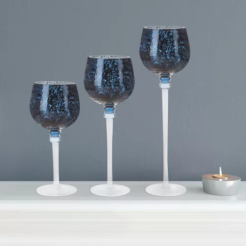 Verre2 üveg asztali gyertyatartó Gránátkék 9x20 cm