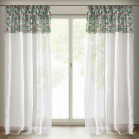   Botanic flamingo mintás csipkés függöny Fehér/zöld/rózsaszín 140x250 cm