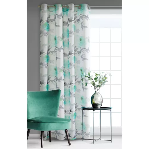 Briana mintás dekor függöny Fehér/szürke/türkiz 140x250 cm