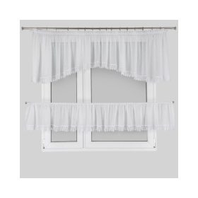   Dagmara3 2 részes vitrázs függöny csipkével Fehér 400x65 cm - 400x35 cm