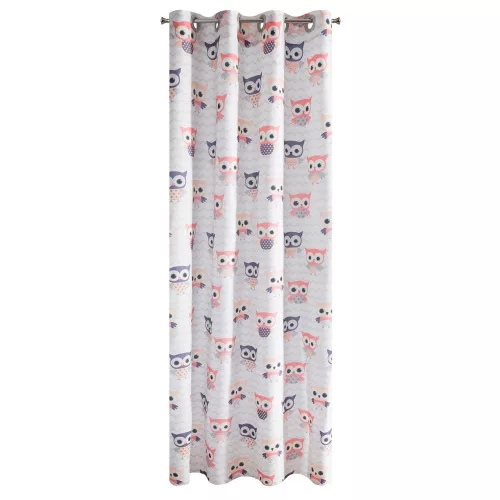 Merry bagoly mintás dekor függöny Fehér/rózsaszín 140x250 cm