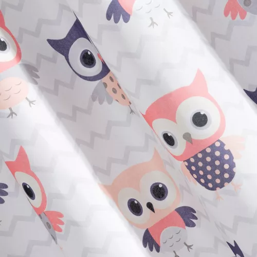 Merry bagoly mintás dekor függöny Fehér/rózsaszín 140x250 cm