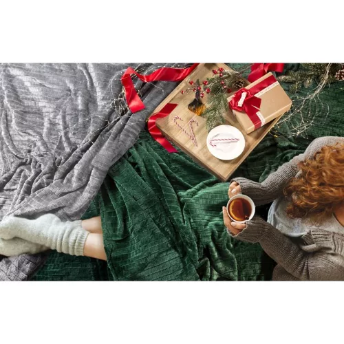 Cindy2 plüss takaró Sötétzöld 200x220 cm