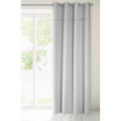 Defne pomponos sötétítő függöny Ezüst 135x260 cm