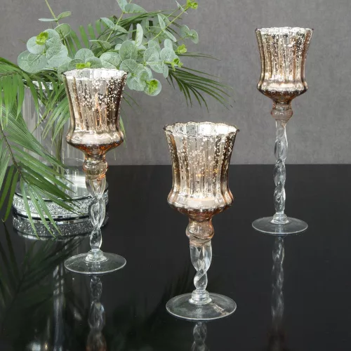 Clare üveg gyertyatartó Arany 10x35 cm