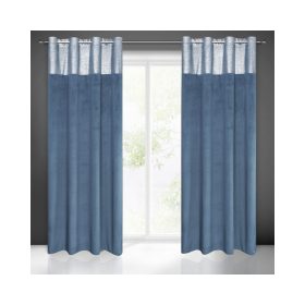   Peri bársony sötétítő függöny Gránátkék/réz 140x250 cm