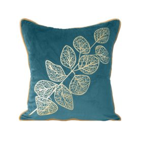   Popla bársony párnahuzat arany nyomattal Sötét türkiz 45x45 cm