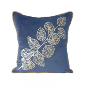   Popla bársony párnahuzat arany nyomattal Gránátkék 45x45 cm