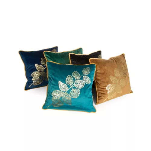 Popla bársony párnahuzat arany nyomattal Gránátkék 45x45 cm