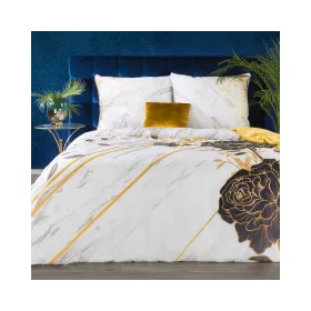   Roxane pamut szatén ágyneműhuzat Fehér/fekete/arany 140x200 cm - 70x90 cm 1db