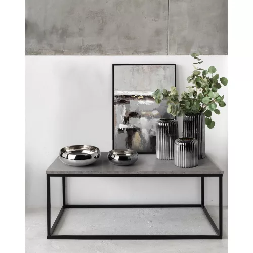 Nela2 üveg ezüst gyertyatartó 12x8 cm