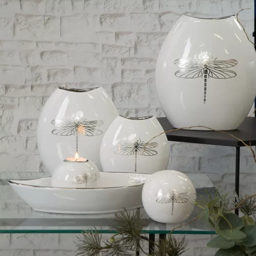 Lori2 dekoratív tál Fehér/ezüst 36x18x5 cm