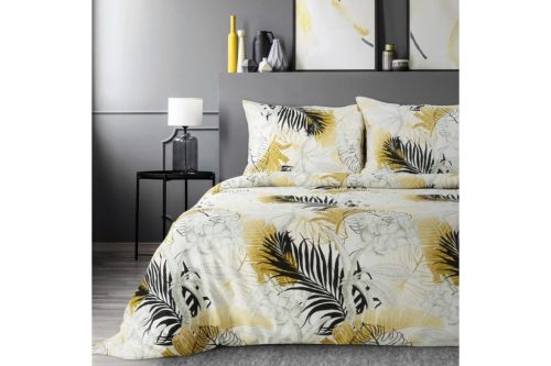 Nika04 pamut szatén ágyneműhuzat Fehér/arany 220x200 cm - 70x80 cm 2db