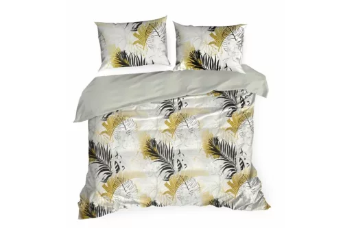 Nika04 pamut szatén ágyneműhuzat Fehér/arany 220x200 cm - 70x80 cm 2db