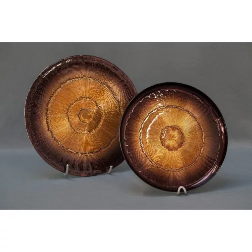 Bonita dekoratív üveg tál Barna/narancssárga 33x33x3 cm