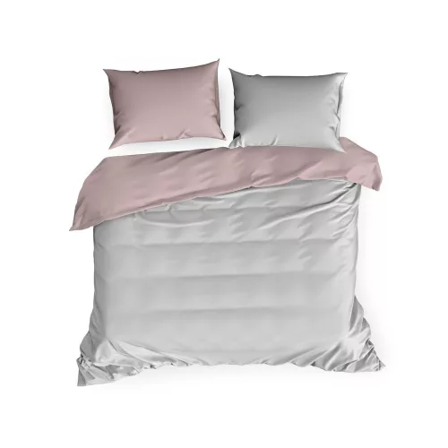 Nova3 pamut-szatén kétoldalas ágyneműhuzat Ezüst/púder rózsaszín 220x200 cm - 70x80 cm 2db
